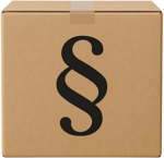 Ein Karton mit einem Paragrafen-Symbol